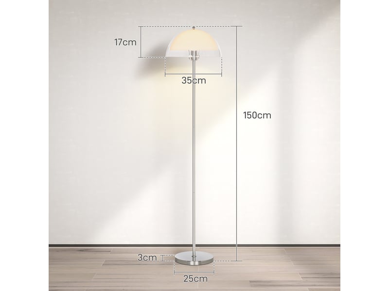  Lampadaire moderne avec abat-jour double couche, en métal et acrylique, ø35 x 150 cm, blanc  - Conforama E