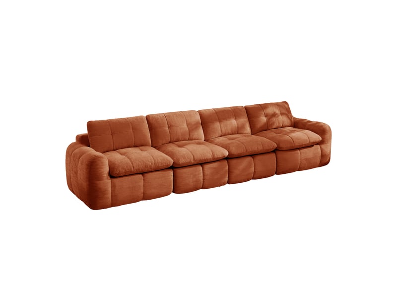  Canapé modulable nuage sans cadre 4 places orange, chenille, mousse 32d, assise large et profonde, sans montage  - Conforama A