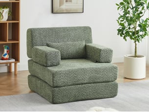 Canapé droit 2-en-1, avec structure en fer, canapé modulaire en chenille, siège individuel réglable pour salon, chambre, bureau, 80 x 90 x 90 cm, vert