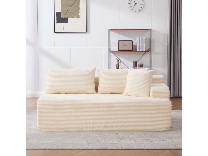  Méridienne modulable salon canapé lit chenille beige confort nuage sans montage  - Conforama R