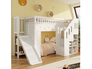 Lit mezzanine 90x200 cm <strong>HAVRYA</strong>  <strong></strong> coloris blanc