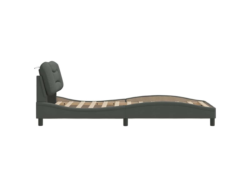  Lit simple- lit adulte -  cadre de lit sans matelas hvar gris foncé 80x200 cm tissu  - Conforama D