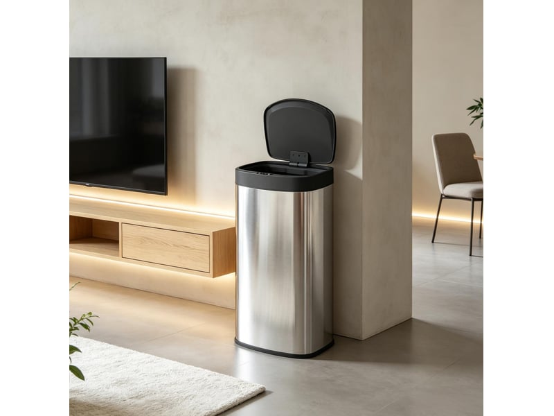  Poubelle de cuisine automatique 55 l 38x28,5x69 cm fermeture douce métal argenté  - Conforama B