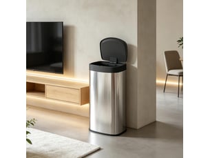 Poubelle de cuisine automatique 55 l 38x28,5x69 cm fermeture douce métal argenté