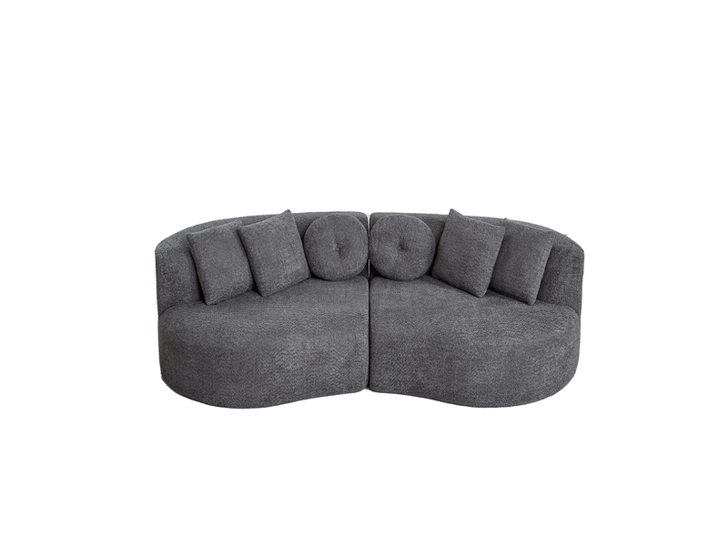  Canapé modulaire 3 places incurvé sans accoudoirs avec 6 coussins, rembourré de mousse en chenille gris anthracite  - Conforama A
