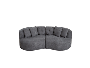 Canapé modulaire 3 places incurvé sans accoudoirs avec 6 coussins, rembourré de mousse en chenille gris anthracite