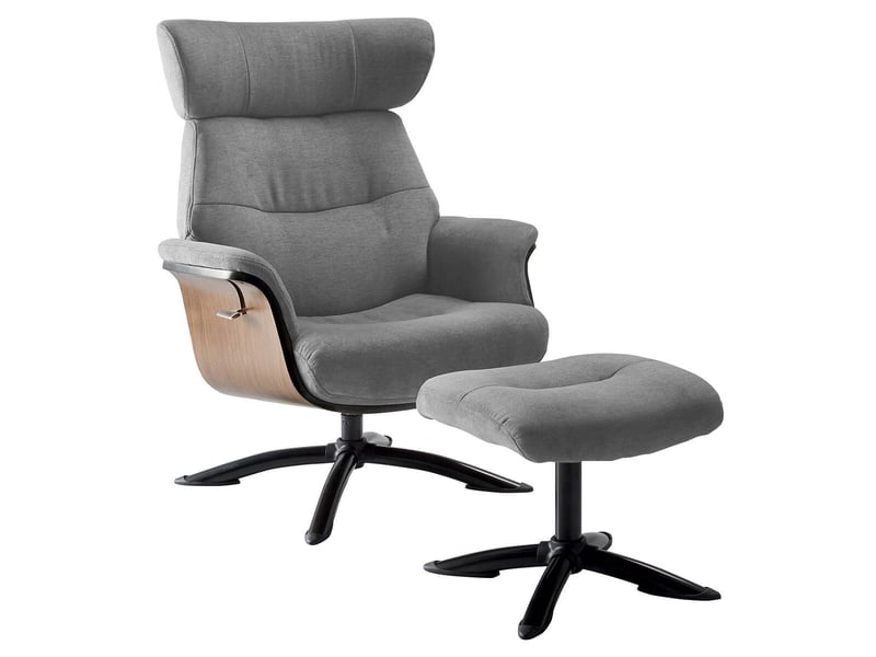  Fauteuil relax manuel pivotant + repose-pieds bois et tissu gris - nakano NAKANO - Conforama A