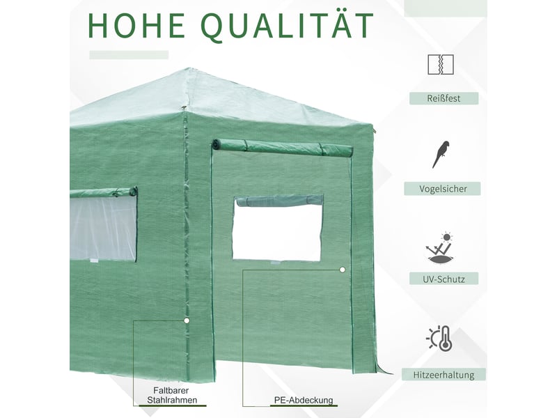  Serre de jardin - porte et fenêtres enroulables - couverture pe imperméable - cadre en acier 238x178x240cm - Conforama D