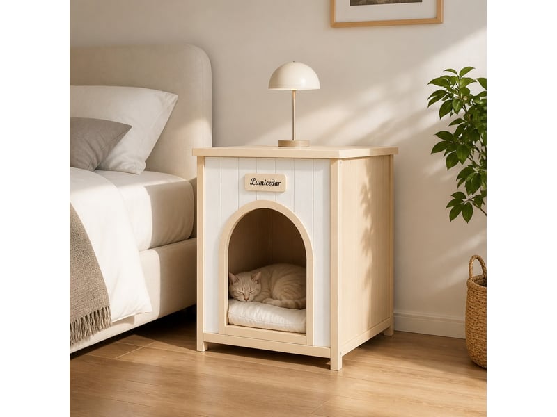 Table d’appoint 53x51.6x60 cm style scandinave bois blanc crème  - Conforama C