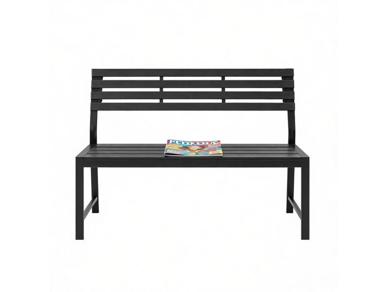  Banc de jardin 115x55x85 cm avec dossier métal noir  - Conforama A