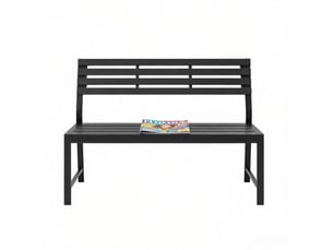 Banc de jardin 115x55x85 cm avec dossier métal noir