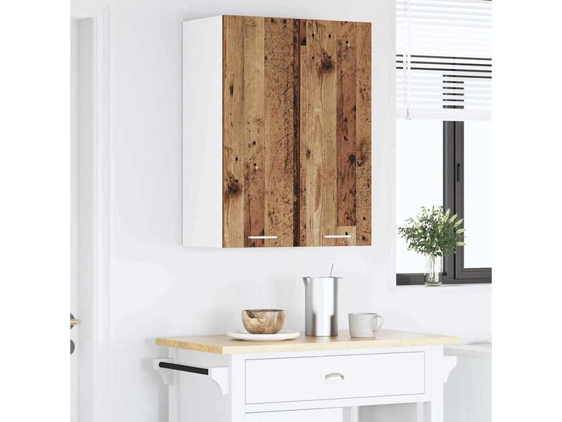  Meuble de rangement cuisine, armoire suspendue bois ancien et blanc 30x31x80cm  - Conforama D