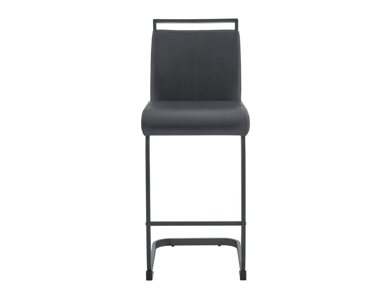  Lot de 2 tabourets de bar avec repose-pieds et dossier, en simili cuir et métal noir  - Conforama A