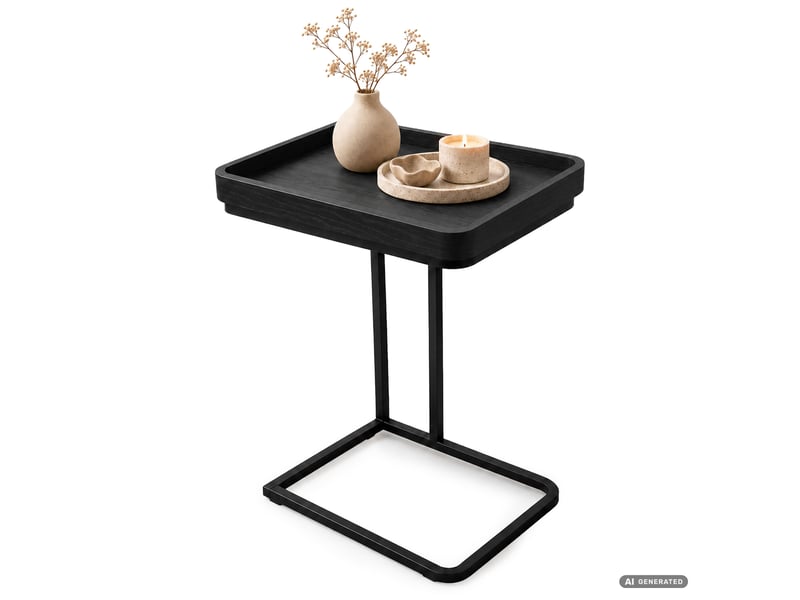  Table d'appoint hyggo noire 40 cm rectangulaire pieds noirs style industriel 40x30x60 cm HYGGO - Conforama A