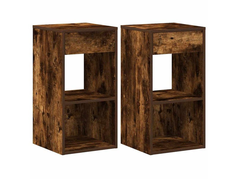  Lot de 2 tables de chevet - cabinet de chevet - table de nuit avec tiroir chêne fumé 35x34x66,5 cm  - Conforama A