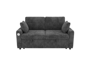 Canapé droit convertible <strong>WISHDOR</strong> <strong></strong> 2 places Polyester gris avec coffre de rangement