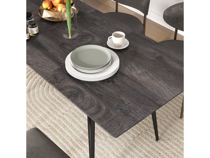 Table de salle à manger extensible 6 à 8 personnes avec rallonge en bois 120-160×75×77 cm gris - Conforama D