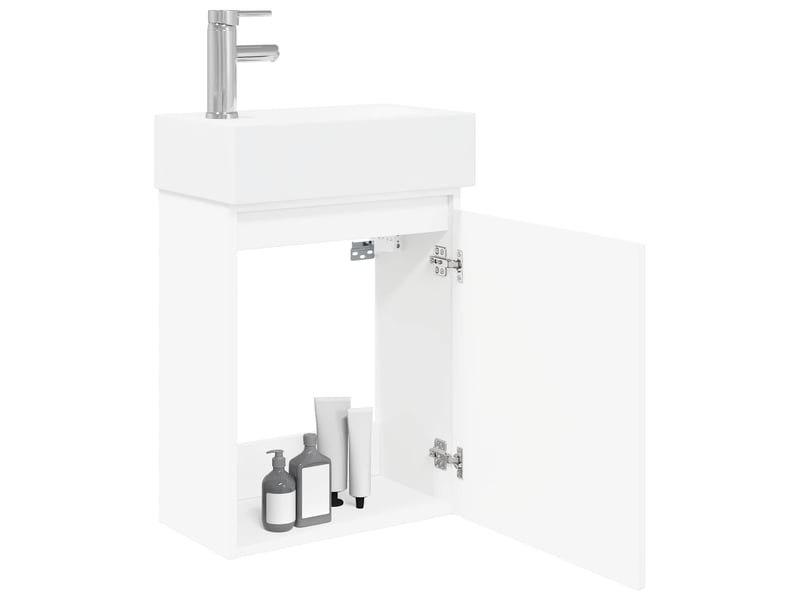  Meuble de salle de bain avec robinet blanc 45.5x22.5x84 cm shl7050  - Conforama C