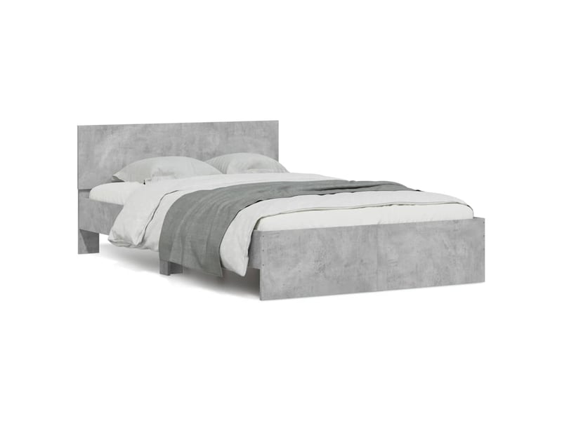Cadre de lit avec tête de lit et led gris béton 135x190 cm - Conforama B