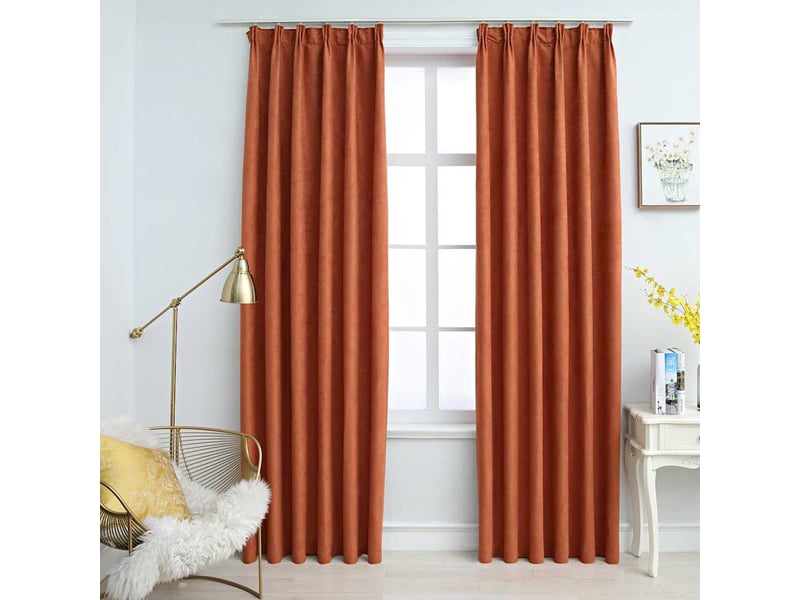  Lot de 2 rideaux occultants, rideaux black-out avec crochets rouille 140x225 cm cf44885  - Conforama B