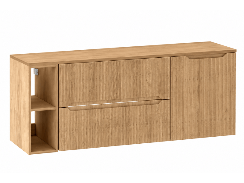  Ensemble salle de bain avec étagère et plan novo l.140 cm effet chêne hikora  - Conforama A