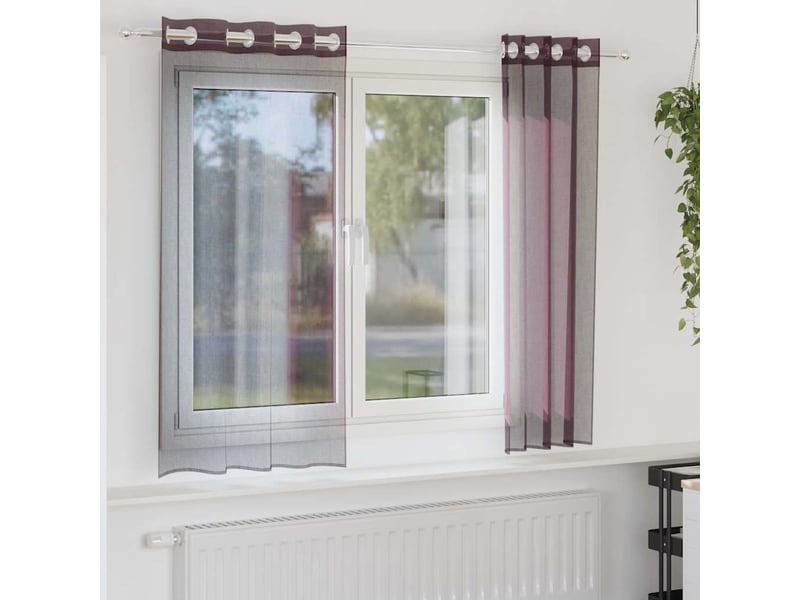 Lot de 2 rideaux en voile, voilages avec œillets violet 140x175 cm cf44437 - Conforama B