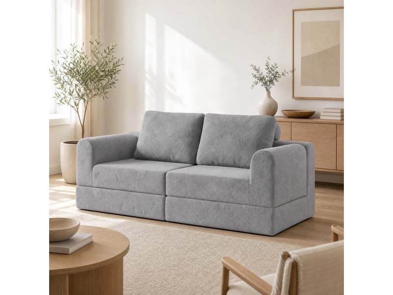  Canapé convertible pliant 160x80x78 cm 2 places, mémoire de forme, dossier, gain de place, flanelle gris  - Conforama B