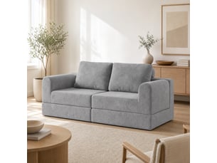 Canapé droit compressé convertible <strong>OKWISH</strong> <strong></strong> 2 places Tissu gris
