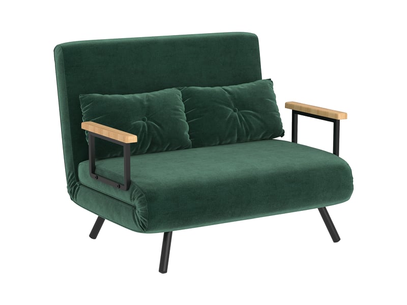  Canapé convertible aspect velours vert 102 x 73 x 81 cm  - Conforama A