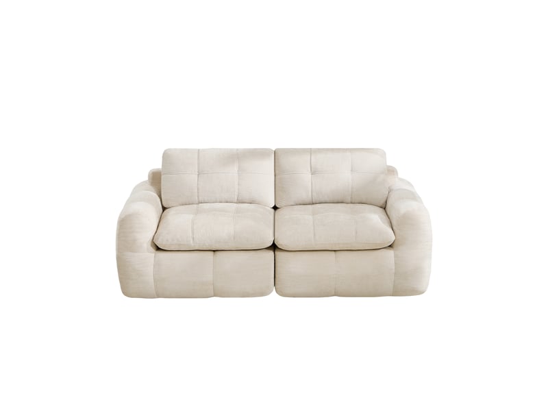 Canapé droit modulable 2 places en chenille beige – 194 x 97 x 68 cm Fay Lum - Conforama A