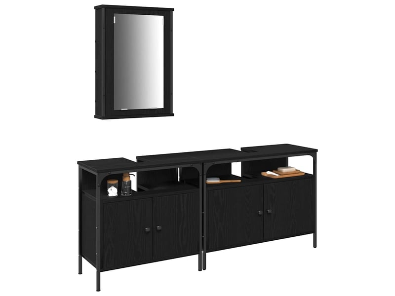  Ensembles de salle de bain, meubles de salle de bain 3 pièces noir 80 x 30 x 60 cm cf64782  - Conforama C