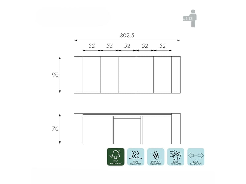 Console extensible gain de place en mdf anti-rayures, made in italy, nivara - blanc  - Conforama E