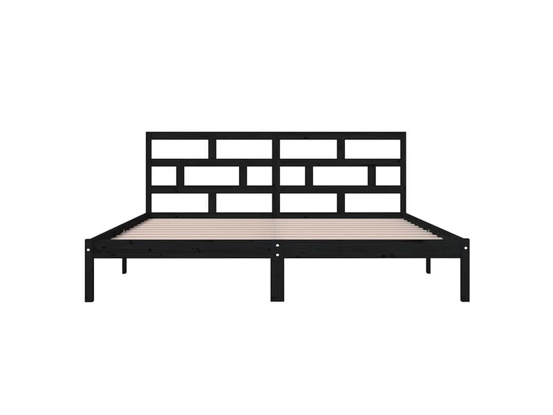 Lit double- lit adulte - cadre de lit sans matelas noir bois massif 140x190 cm - Conforama C