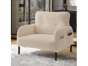 Fauteuil fixe <strong>ELVMI</strong> <strong></strong> Velours côtelé beige vendu A l'unité