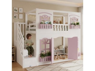 Lit mezzanine 90x200 cm <strong></strong> <strong>CozyNest</strong> coloris blanc