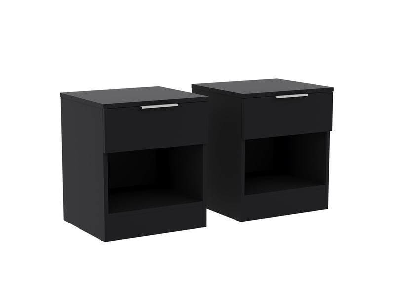  Table de chevet trega 1 tiroirs, commode de nuit, chambre, rangement, set de 2, 41x39x28cm, nior 3332087 - Conforama A