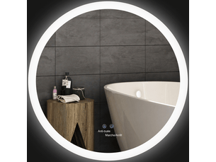 Miroir de salle de bain rond led 70 cm, lumineux, anti-buée, 3 couleurs, ip44
