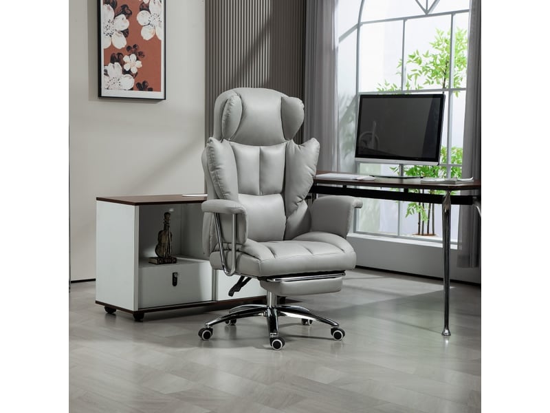  Chaise de bureau ylener ergonomique avec repose pieds pivotante gris clair  - Conforama E