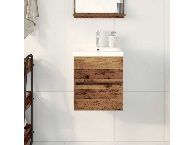 Meuble de lavabo de salle de bain, armoire de bain chêne noir 80 x 39 x 62 cm cf65542 - Conforama D