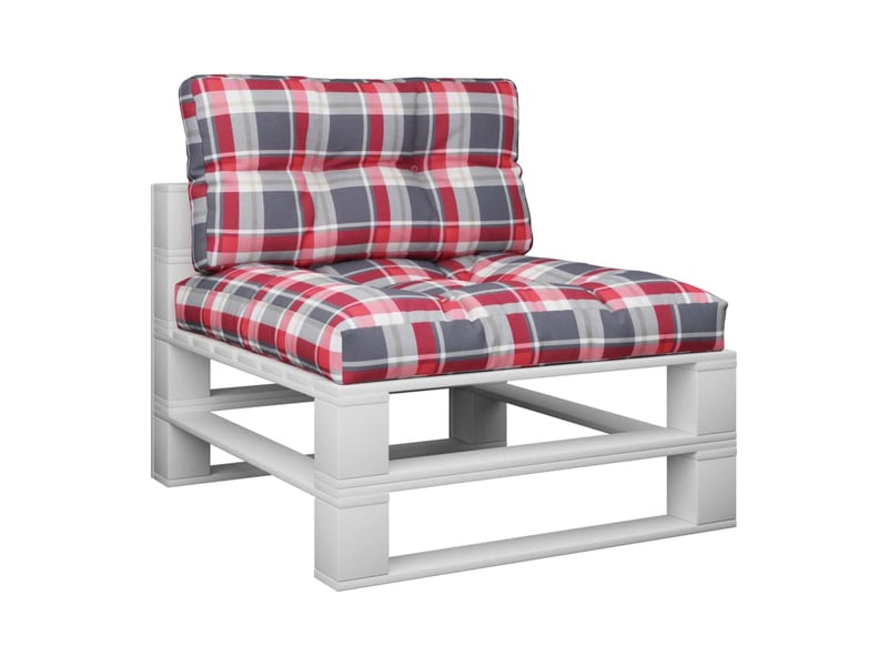  Lot de 2 coussins de palette, coussins de canapé motif à carreaux rouge tissu cf59551  - Conforama C