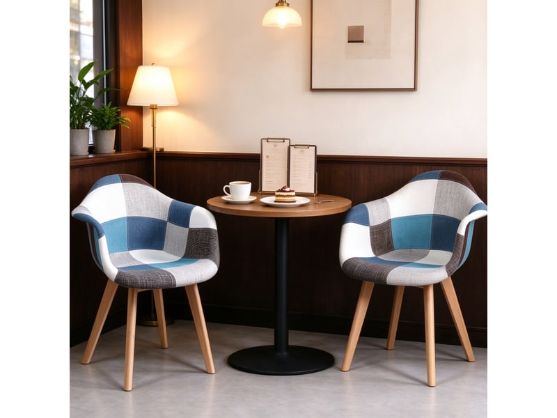 Chaise de salle à manger - ensemble élégant de 2 fauteuils lounge, 43 x 47 x 81.5 cm, chaises de bureau, bleu - Conforama B