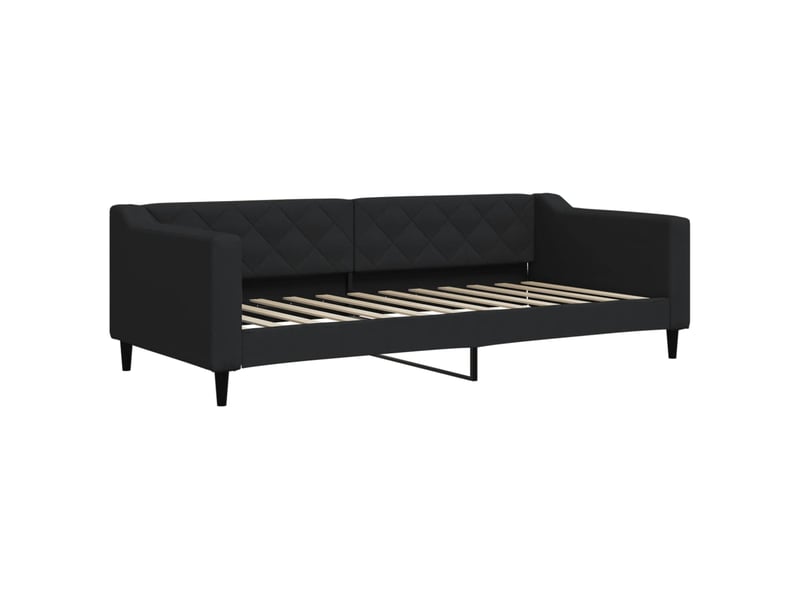  Lit simple- lit adulte -  lit de repos sans matelas noir 90x200 cm tissu  - Conforama A