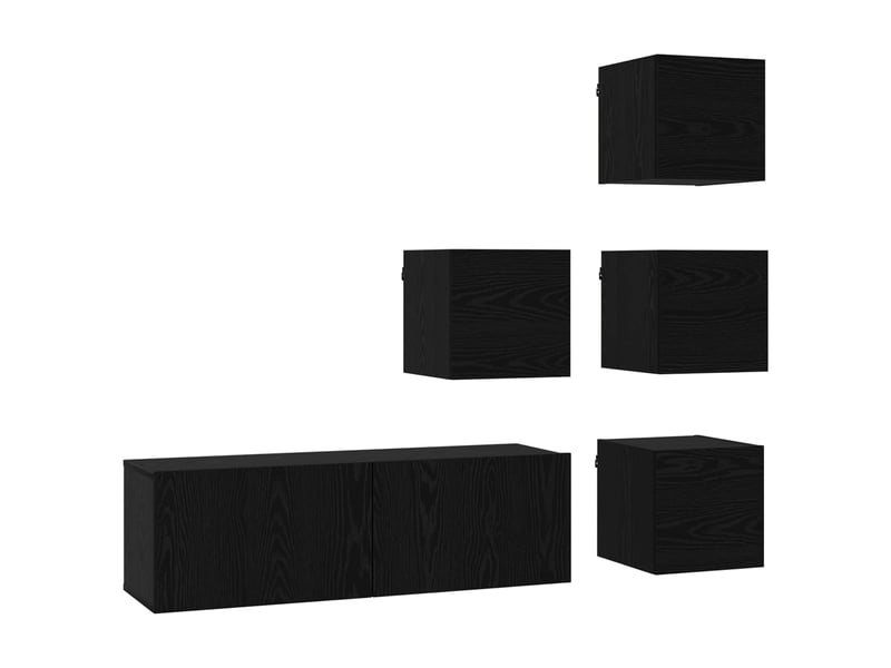  Ensemble meuble tv - banc tv - meuble de rangement 5 pcs chêne noir bois d'ingénierie  - Conforama A