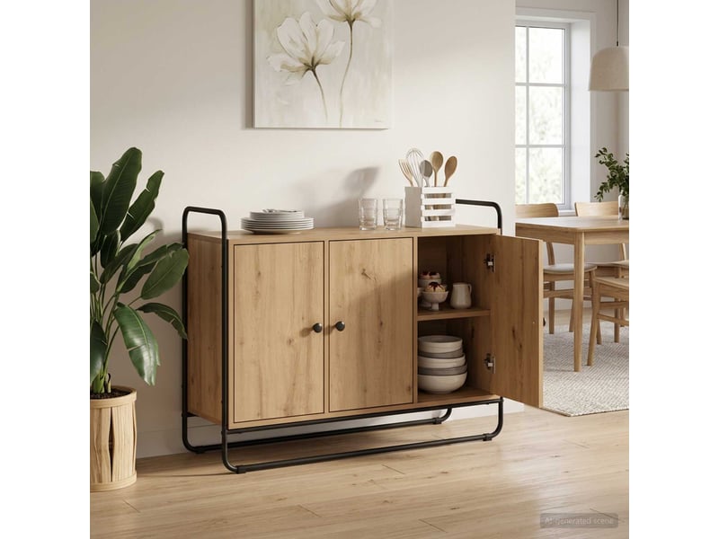  Buffet salon, buffet de rangement chêne artisanal 102x35x75 cm bois d'ingénierie shl55467  - Conforama B
