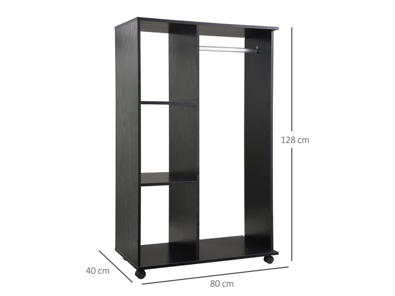  Armoire penderie armoire de rangement mobile panneaux de particules noir  - Conforama D