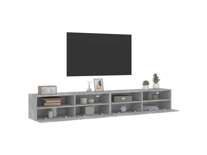  Meubles tv - banc tv - meuble de rangement muraux 2pcs gris béton 100x30x30cm bois d'ingénierie  - Conforama E