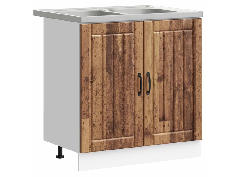 Meuble sous évier 2 pcs bois ancien bois d'ingénierie - Conforama A
