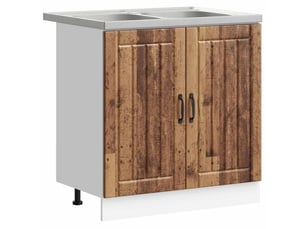 Meuble sous évier 2 pcs bois ancien bois d'ingénierie