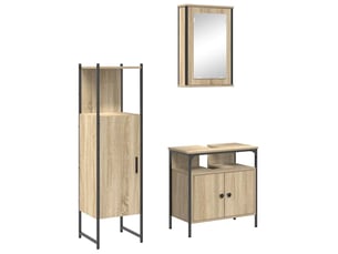 Ensemble de mobilier de salle de bain 3 pièces marron cf64486