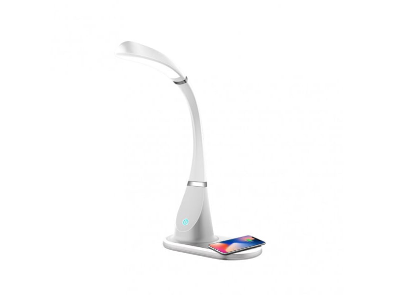  Fabrilamp rejalgar lampe de bureau led blancchrome 5 w 400 lm, charge qi, tactile et dimmable 139171001 - Conforama A